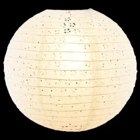 8" Round Eyelet Lace Look Paper Lantern - White