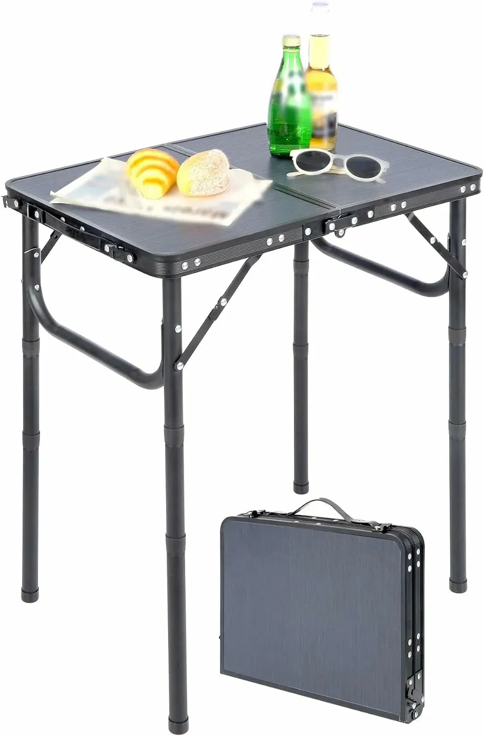 Aluminum Folding Camping Table with Adjustable Height Legs, 2/3/4ft
