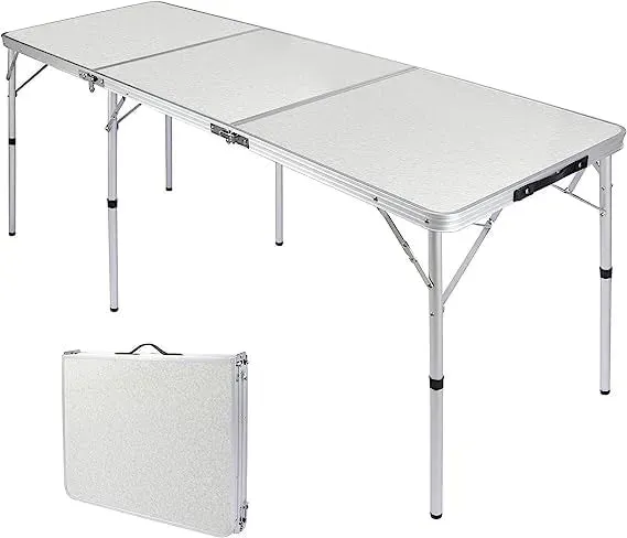 Aluminum Folding Camping Table with Adjustable Height Legs, 2/3/4ft
