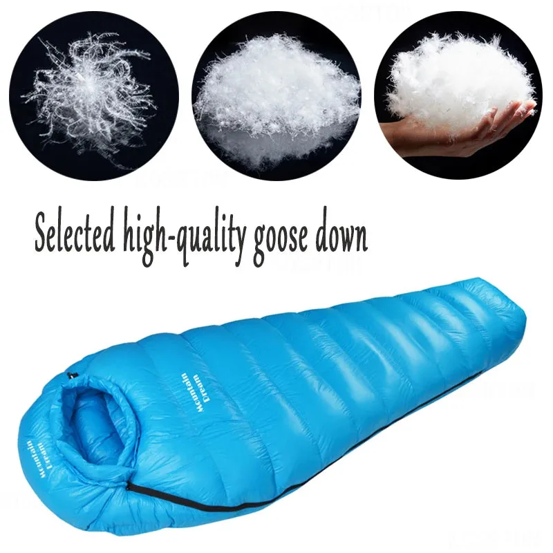 Arctic White Goose Down Mummy Sleeping Bag - All-Season Camping Essential