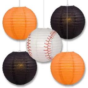 Baltimore Pro Baseball Orange & Black 14-inch Paper Lanterns 5pc Combo Party Pack