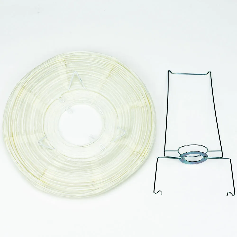 Beige/Ivory Round Centerpiece Candle Lantern w/ Fine Lines (Lantern Only)