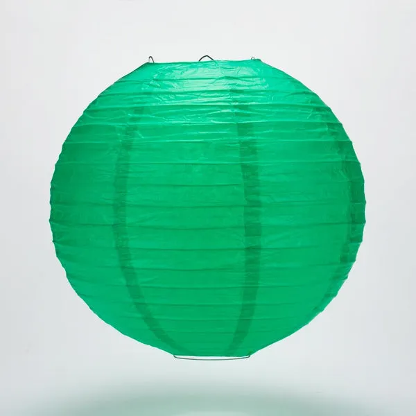 BLOWOUT 30" Arcadia Teal Jumbo Round Paper Lantern, Parallel Ribbing, Chinese Hanging Wedding & Party Decoration