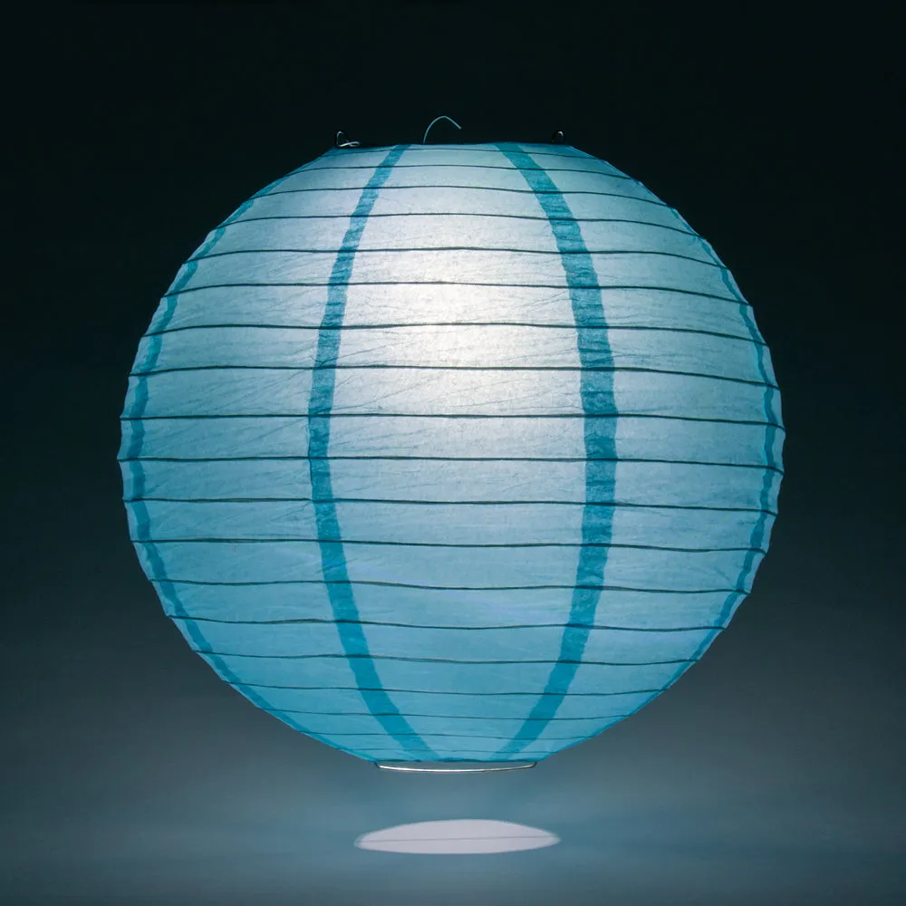BLOWOUT 30" Baby Blue Jumbo Round Paper Lanterns, Even Ribbing (Value Packs)