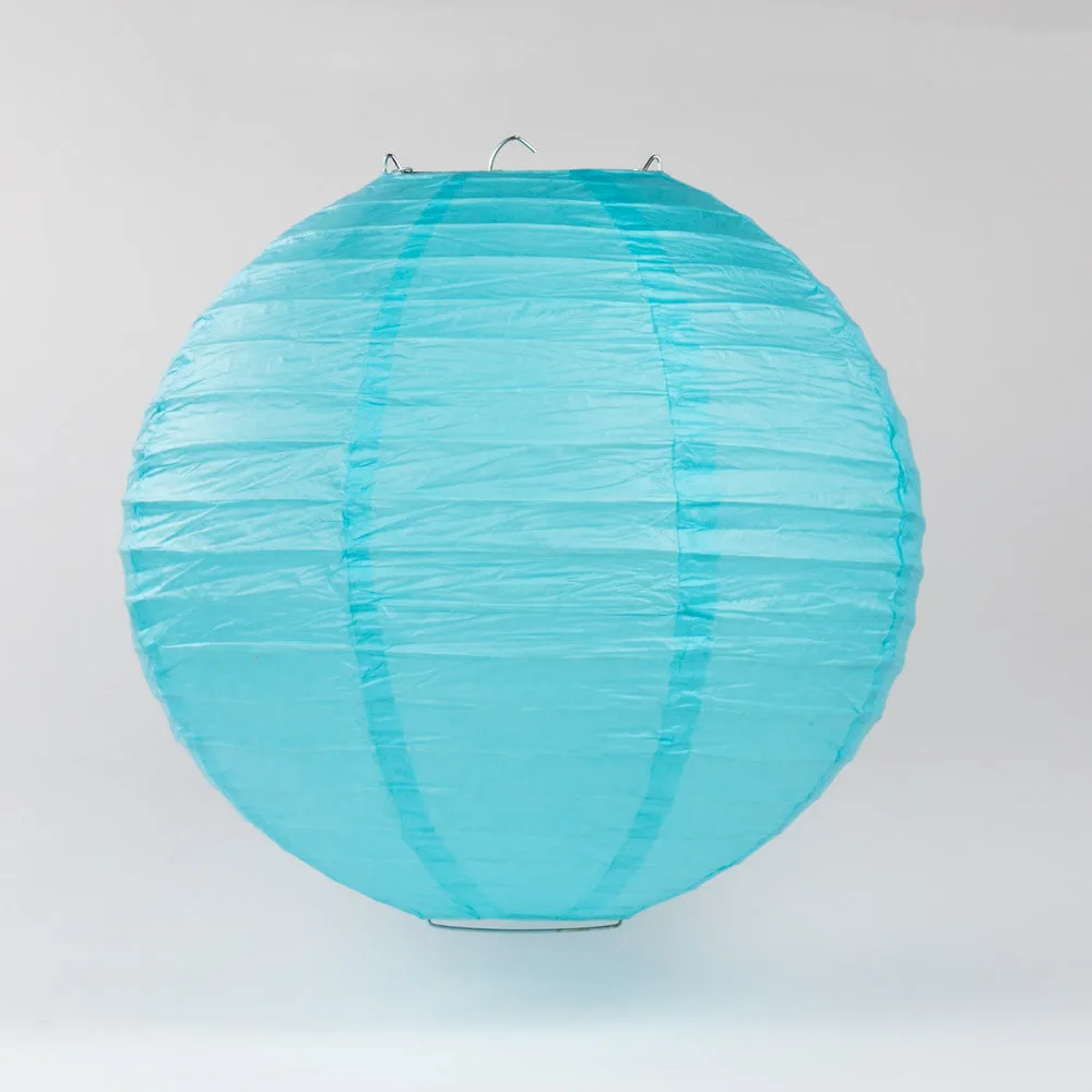 BLOWOUT 30" Baby Blue Jumbo Round Paper Lanterns, Even Ribbing (Value Packs)