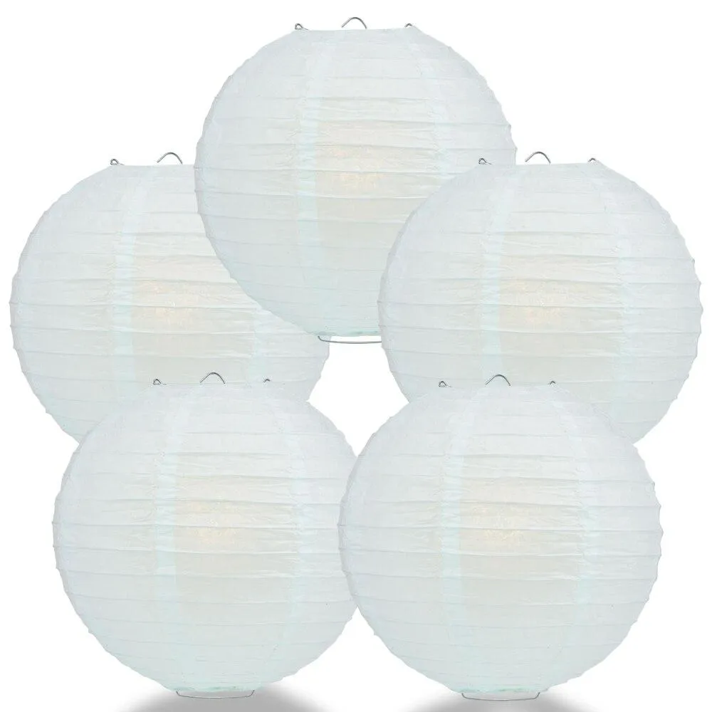 BLOWOUT 5-PACK 36" Arctic Spa Blue Jumbo Round Paper Lantern, Even Ribbing (Value Packs)