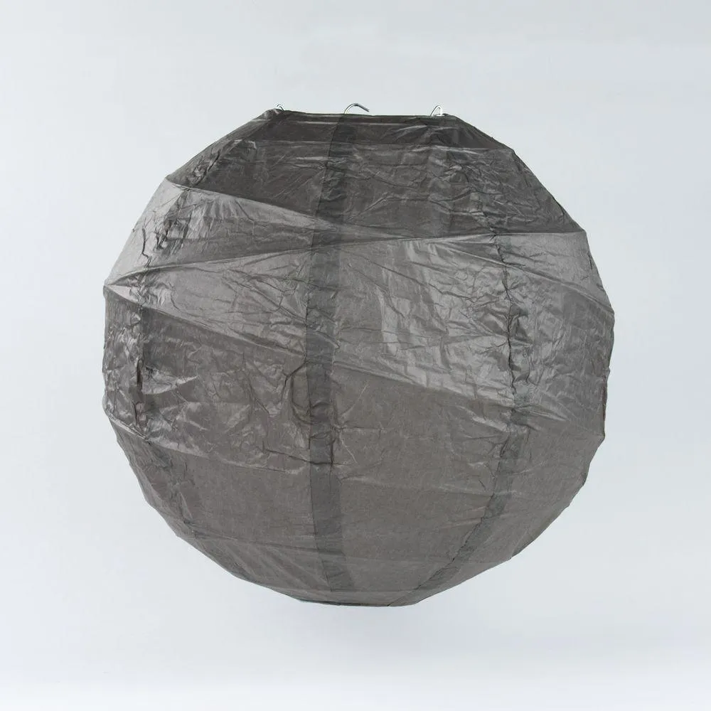 BLOWOUT 5-PACK 6" Driftwood Grey Round Paper Lantern, Crisscross Ribbing, Chinese Hanging Wedding & Party Decoration