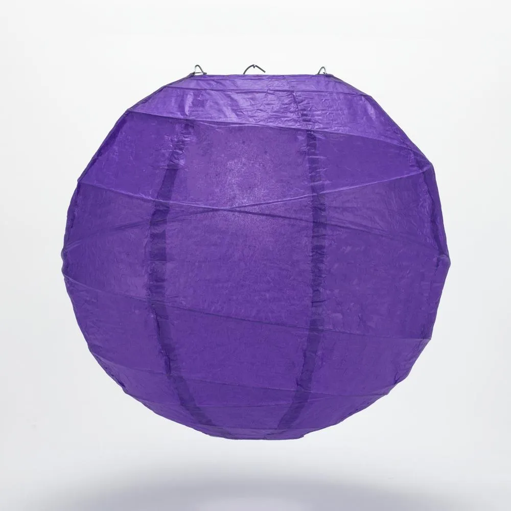 BLOWOUT 8" Plum Purple Round Paper Lantern, Crisscross Ribbing, Hanging Decoration