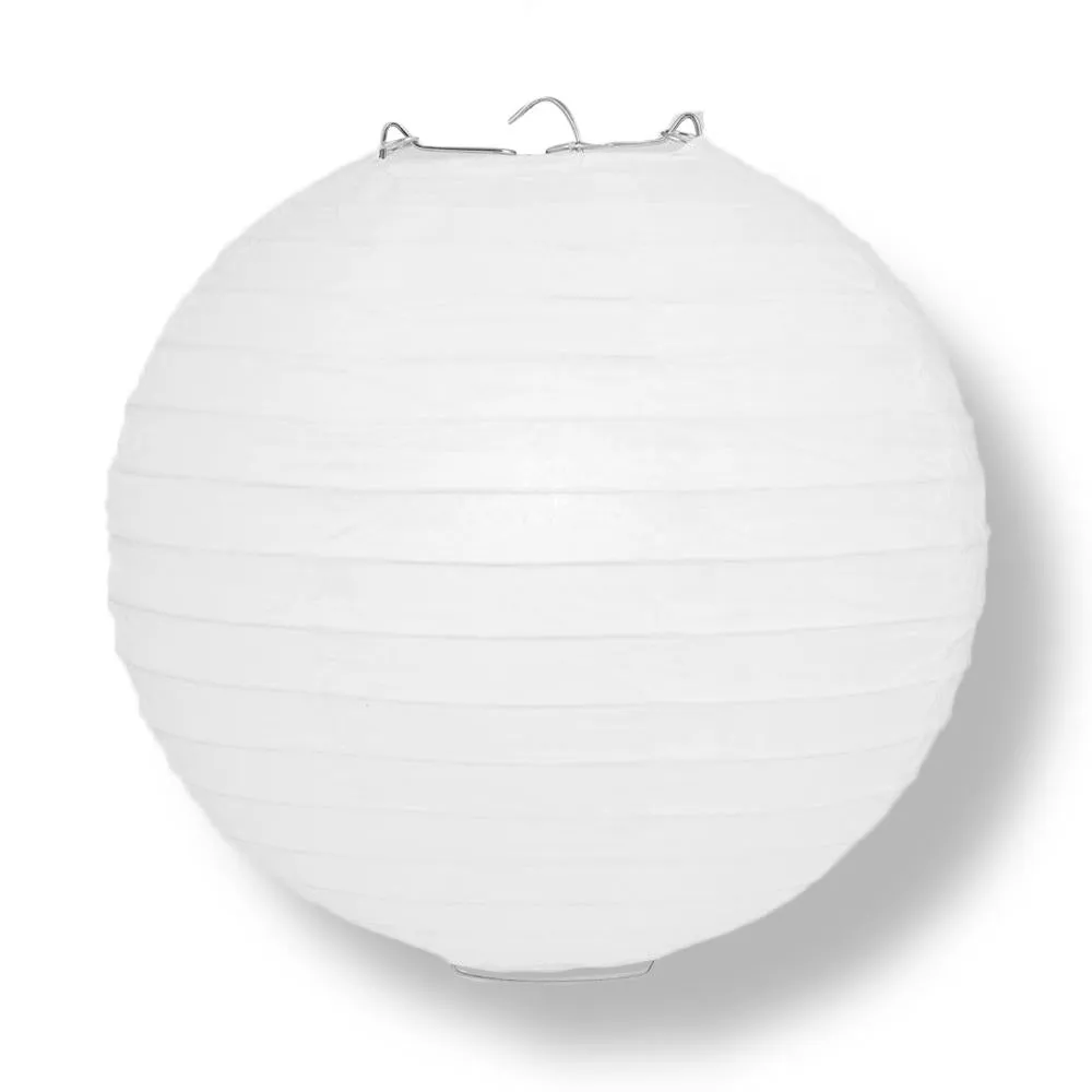 BULK PACK (100) 20" White Round Paper Lanterns, Even Ribbing, Hanging Decoration