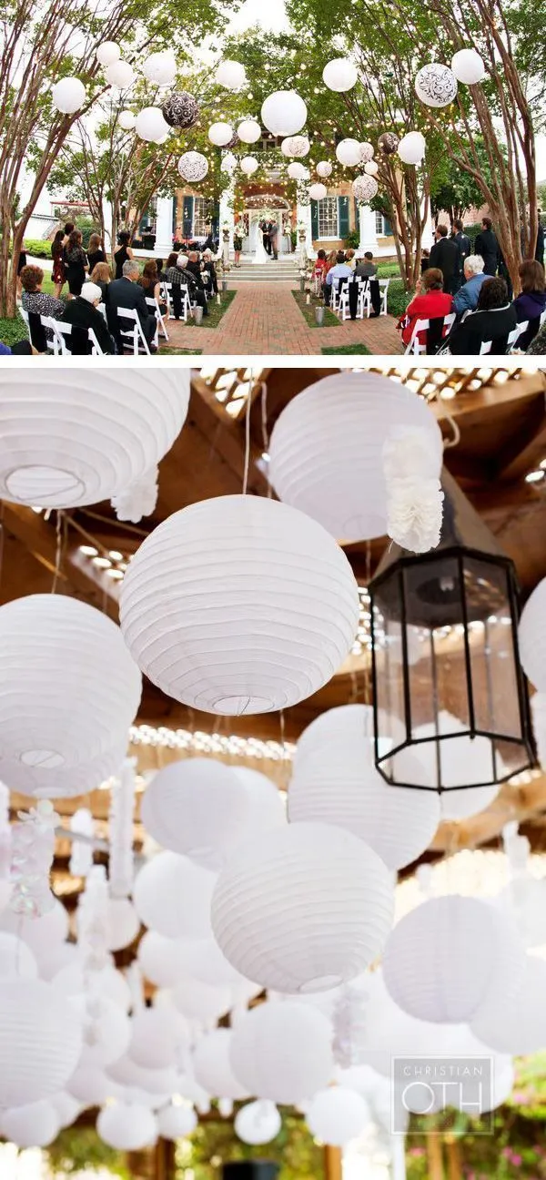 BULK PACK (100) 20" White Round Paper Lanterns, Even Ribbing, Hanging Decoration