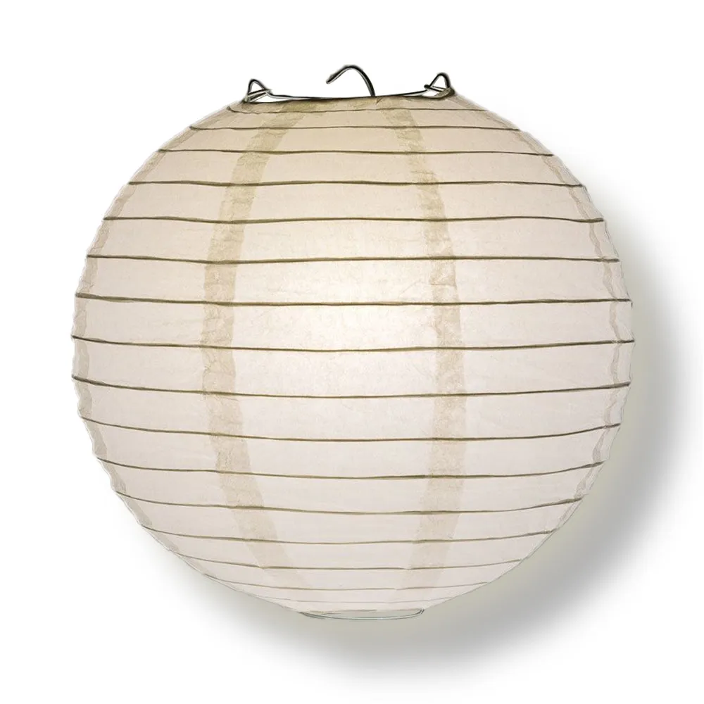 BULK PACK (100) 20" White Round Paper Lanterns, Even Ribbing, Hanging Decoration