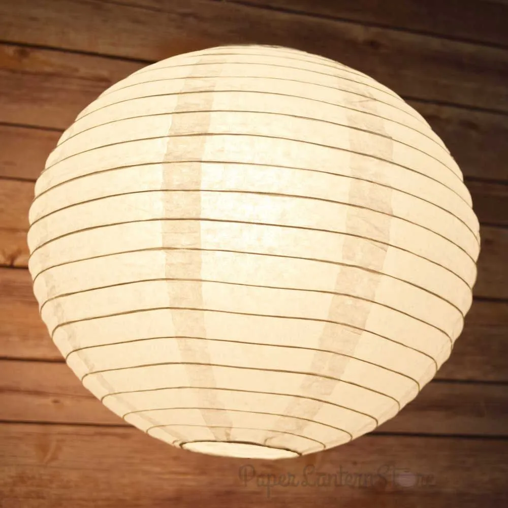 BULK PACK (100) 20" White Round Paper Lanterns, Even Ribbing, Hanging Decoration