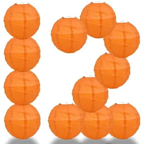 BULK PACK (12) 16" Persimmon Orange Round Paper Lantern, Crisscross Ribbing, Chinese Hanging Wedding & Party Decoration