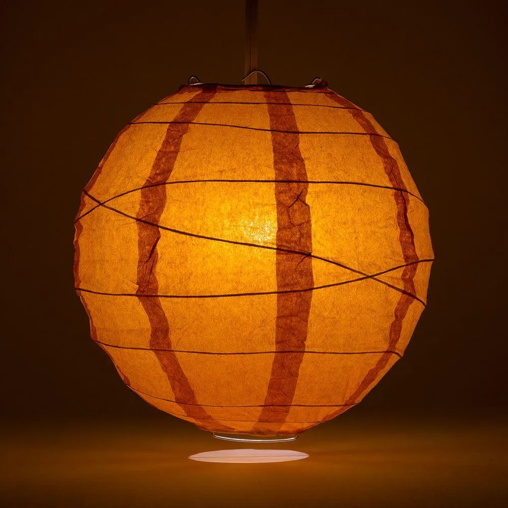 BULK PACK (12) 16" Persimmon Orange Round Paper Lantern, Crisscross Ribbing, Chinese Hanging Wedding & Party Decoration