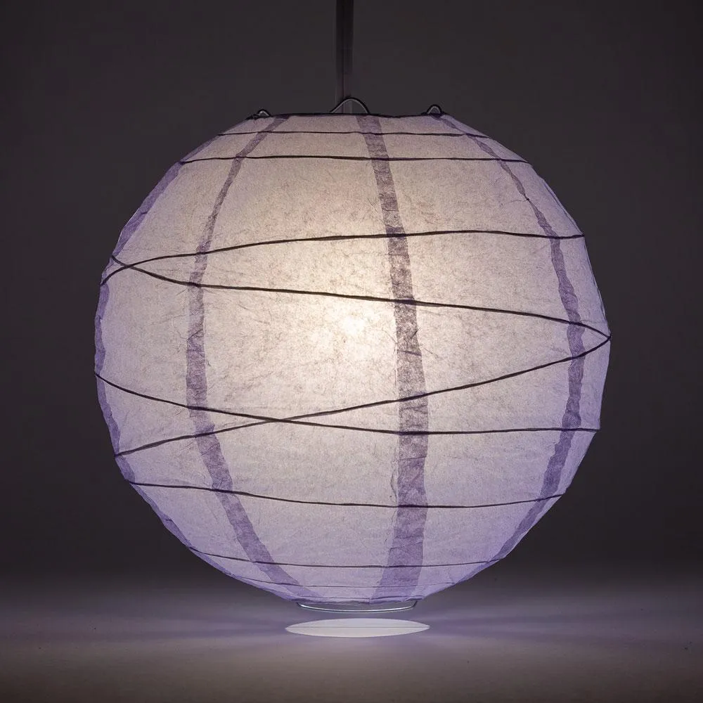 BULK PACK (12) 20" Lavender Round Paper Lantern, Crisscross Ribbing, Chinese Hanging Wedding & Party Decoration