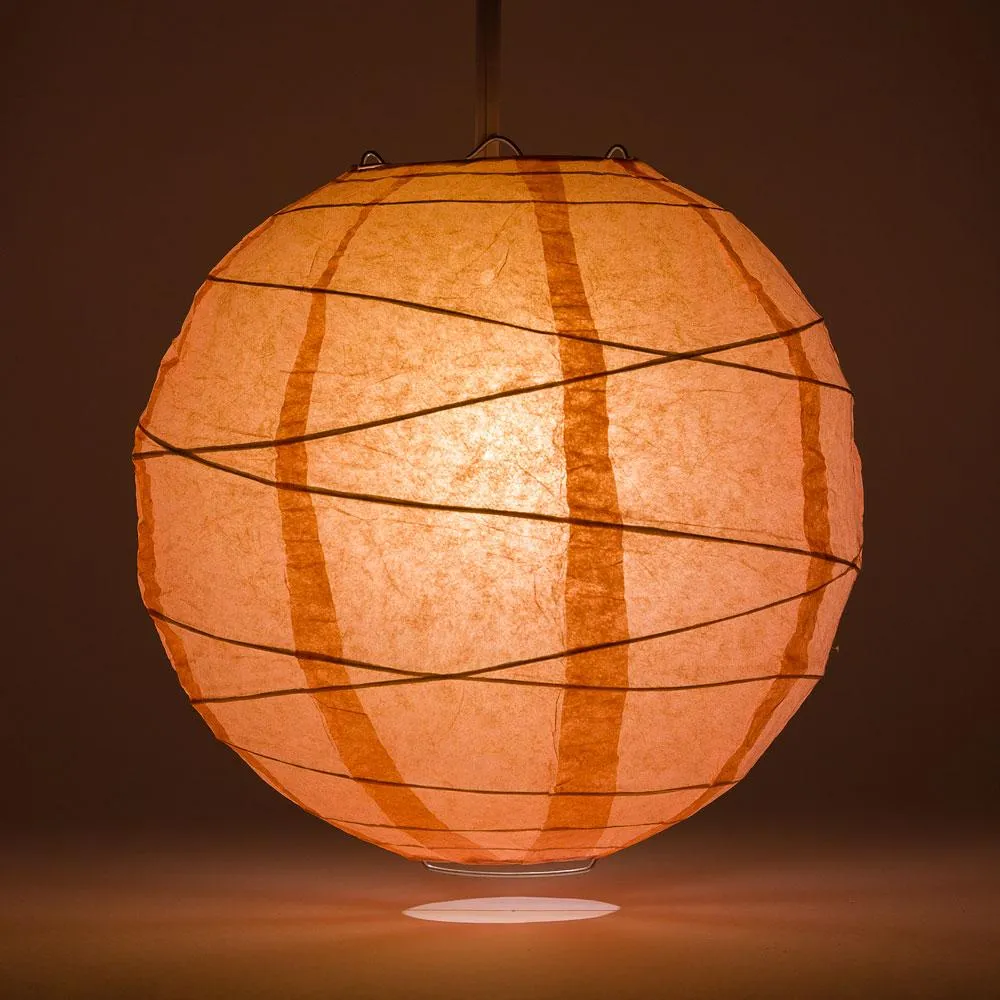 BULK PACK (12) 24" Roseate / Pink Coral Round Paper Lantern, Crisscross Ribbing, Chinese Hanging Wedding & Party Decoration