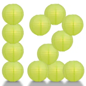 BULK PACK (12) 28" Light Lime Green Jumbo Round Paper Lantern, Even Ribbing, Chinese Hanging Wedding & Party Decoration