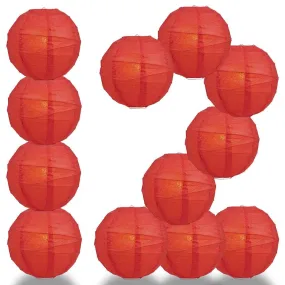 BULK PACK (12) 28" Red Jumbo Round Paper Lantern, Crisscross Ribbing, Chinese Hanging Wedding & Party Decoration