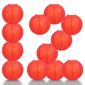 BULK PACK (12) 28" Red Jumbo Round Paper Lantern, Even Ribbing, Chinese Hanging Wedding & Party Decoration