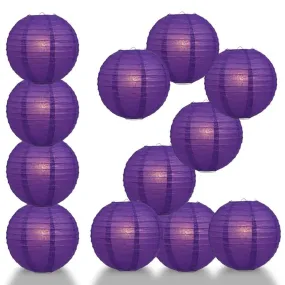 BULK PACK (12) 28" Royal Purple Jumbo Round Paper Lantern, Even Ribbing, Chinese Hanging Wedding & Party Decoration