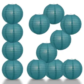 BULK PACK (12) 28" Tahiti Teal Jumbo Round Paper Lantern, Even Ribbing, Chinese Hanging Wedding & Party Decoration