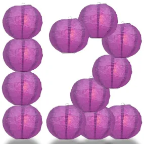 BULK PACK (12) 28" Violet / Orchid Round Paper Lantern, Crisscross Ribbing, Chinese Hanging Wedding & Party Decoration