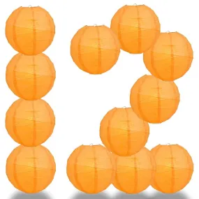 BULK PACK (12) 32" Orange Round Paper Lantern, Crisscross Ribbing, Chinese Hanging Wedding & Party Decoration