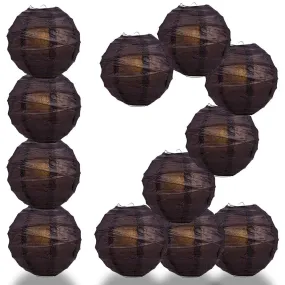BULK PACK (12) 36" Black Round Paper Lantern, Crisscross Ribbing, Chinese Hanging Wedding & Party Decoration