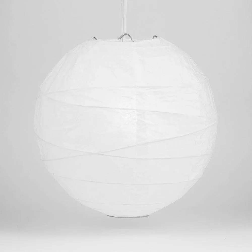 BULK PACK (50) 10" White Round Paper Lantern, Crisscross Ribbing, Chinese Hanging Wedding & Party Decoration