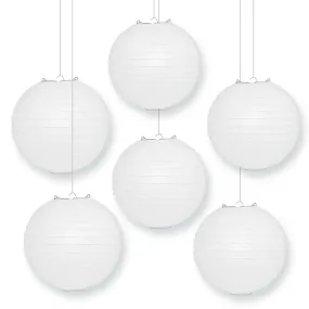 BULK PACK (6) 36" White Round Paper Lanterns, Even Ribbing, Hanging Decoration