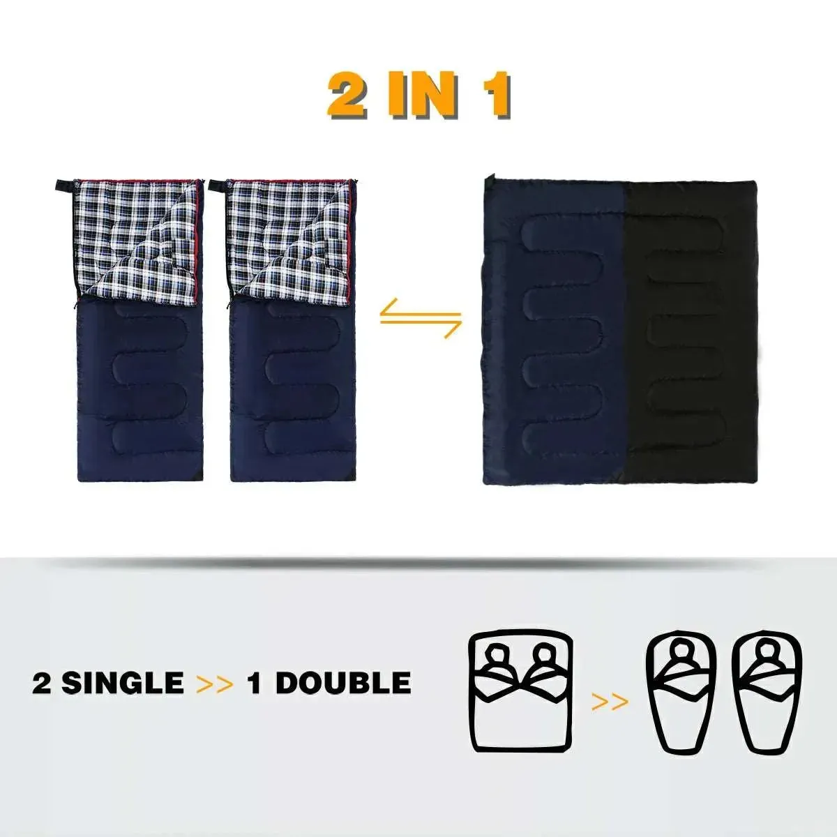 Camping Sleeping Bag for Adult with Cotton Flannel Liner,Red Blue
