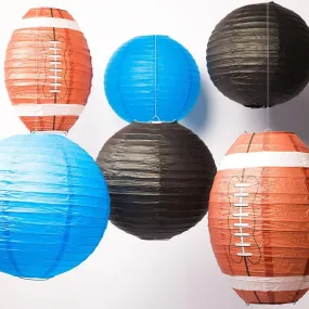Carolina Pro Football Paper Lanterns 6pc Combo Tailgating Party Pack (Black/Turquoise)