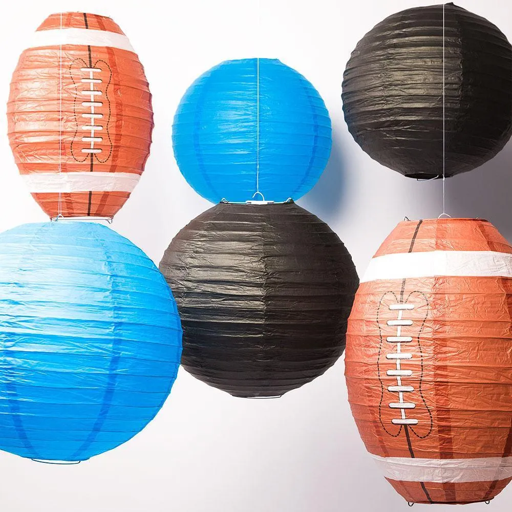 Carolina Pro Football Paper Lanterns 6pc Combo Tailgating Party Pack (Black/Turquoise)