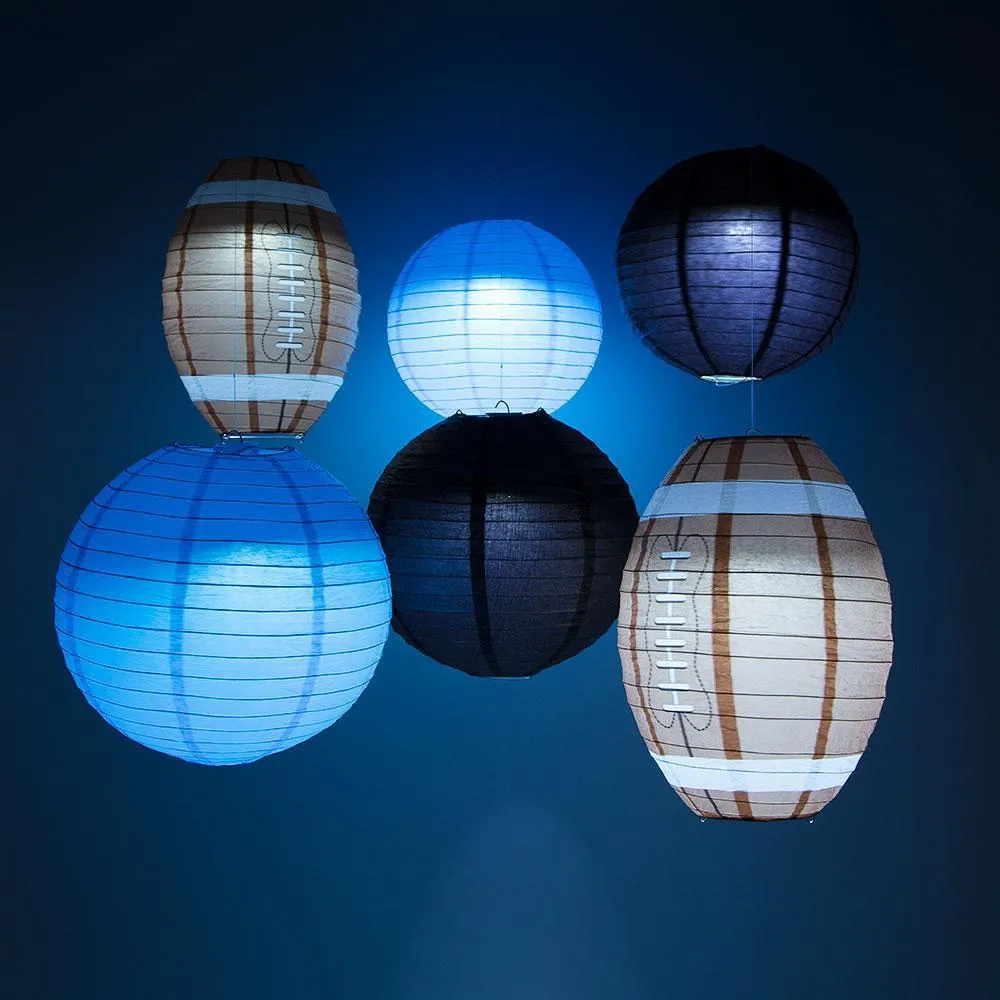 Carolina Pro Football Paper Lanterns 6pc Combo Tailgating Party Pack (Black/Turquoise)