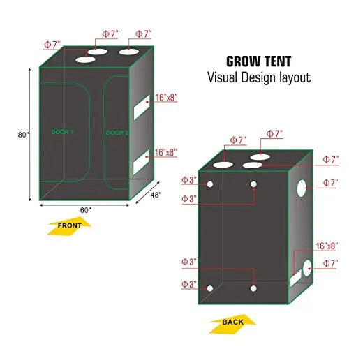 cdmall 60''x48''x80'' Grow Tent 2-in-1 Lodge Propagation and Flower Hydroponic Indoor Plants Dark Room(60''x48''x80'' Tent)