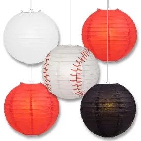 Cincinnati Pro Baseball Red, White & Black 14-inch Paper Lanterns 5pc Combo Party Pack