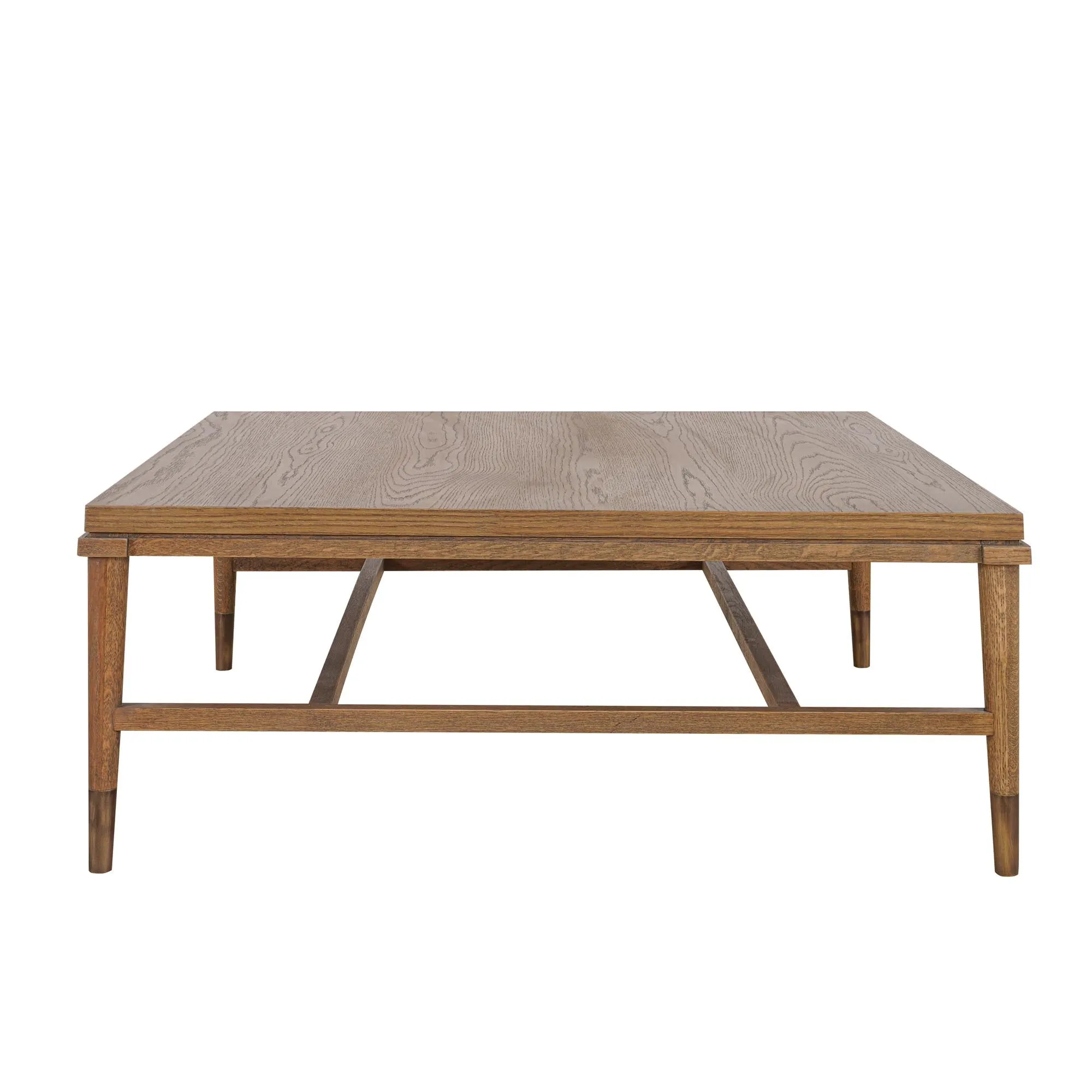 Clara Square Natural Oak Coffee Table With Brass Legs 100Cm