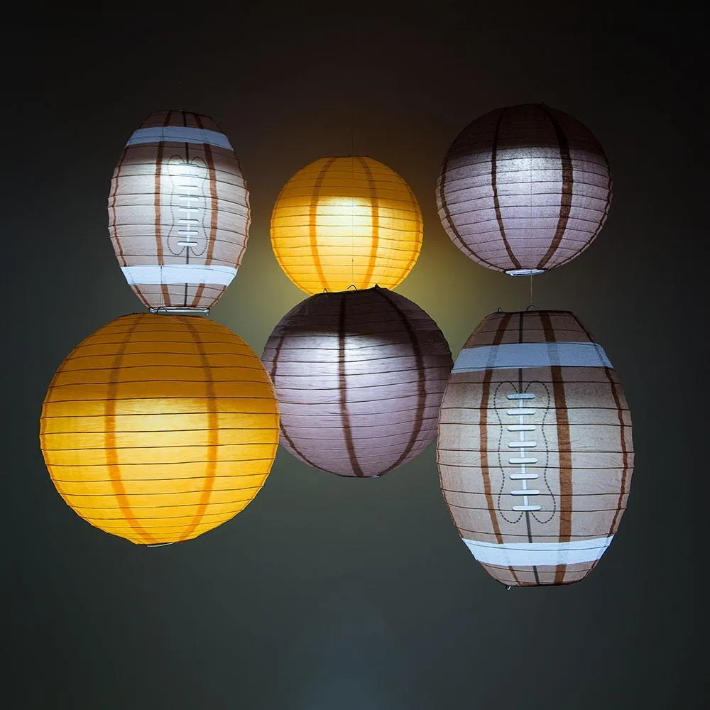 Cleveland Pro Football Paper Lanterns 6pc Combo Tailgating Party Pack (Brown/Orange) - by PaperLanternStore