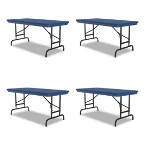 Correll Adjustable Folding Table Rectangular 48"x24"x22" To 32" Blue Top Black Legs 4/pallet