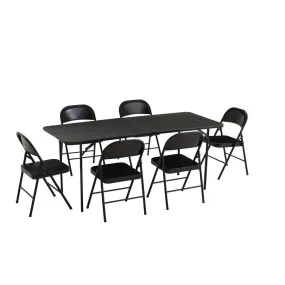 Cosco Indoor Black Metal Steel Solid Standard Folding Chair