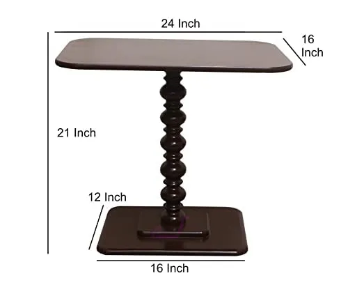 Device Bas with BROWN ART SHOPPEE Rectangle Coffee Table With 1 Pillar, Modern Round Side Entryway Living Room Table (Brown, Engineered Wood)