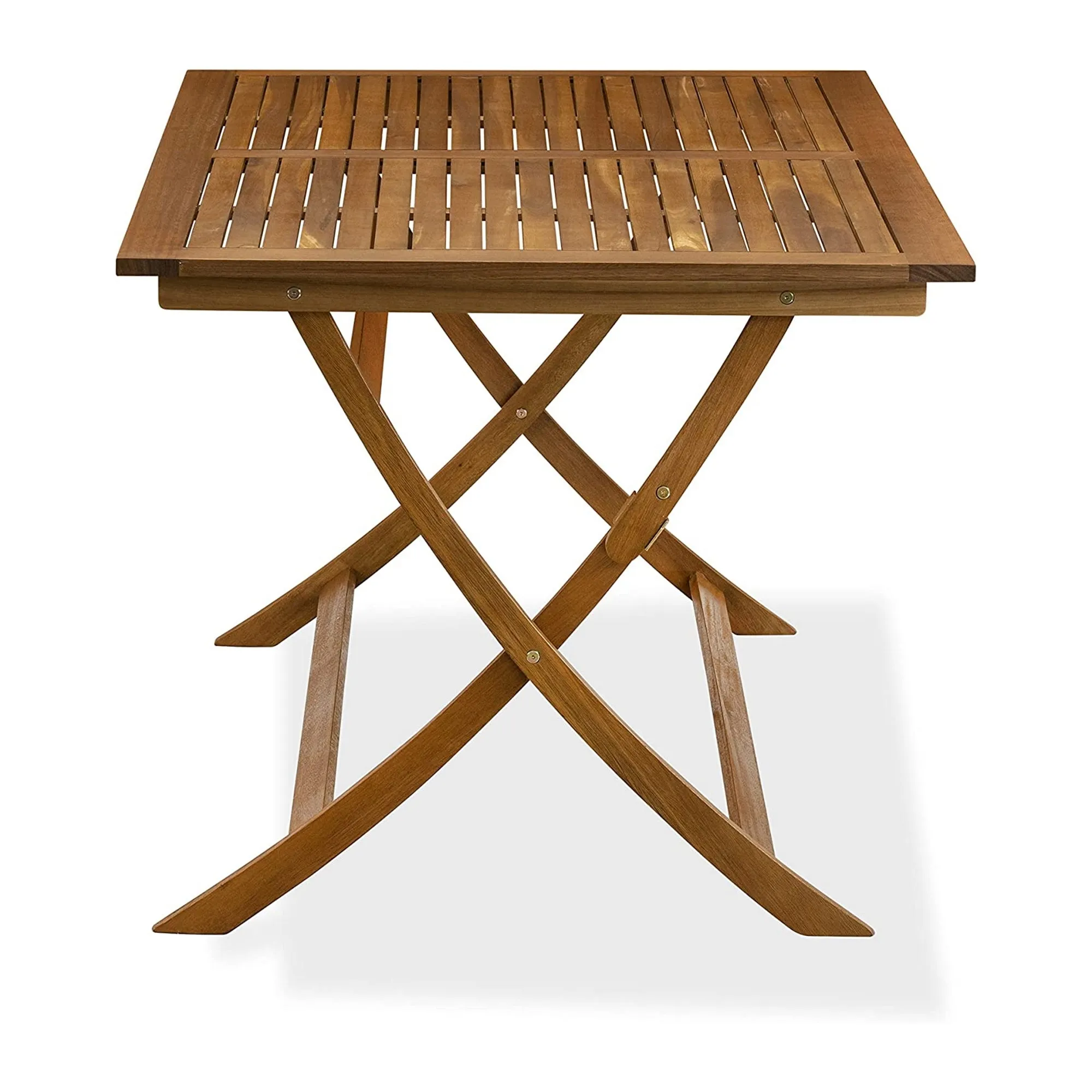 East West Furniture AECM7CANA 7 Piece Patio Bistro Dining Furniture Set Consist of a Rectangle Outdoor Acacia Wood Table and 6 Folding Arm Chairs, 36x60 Inch, Natural Oil