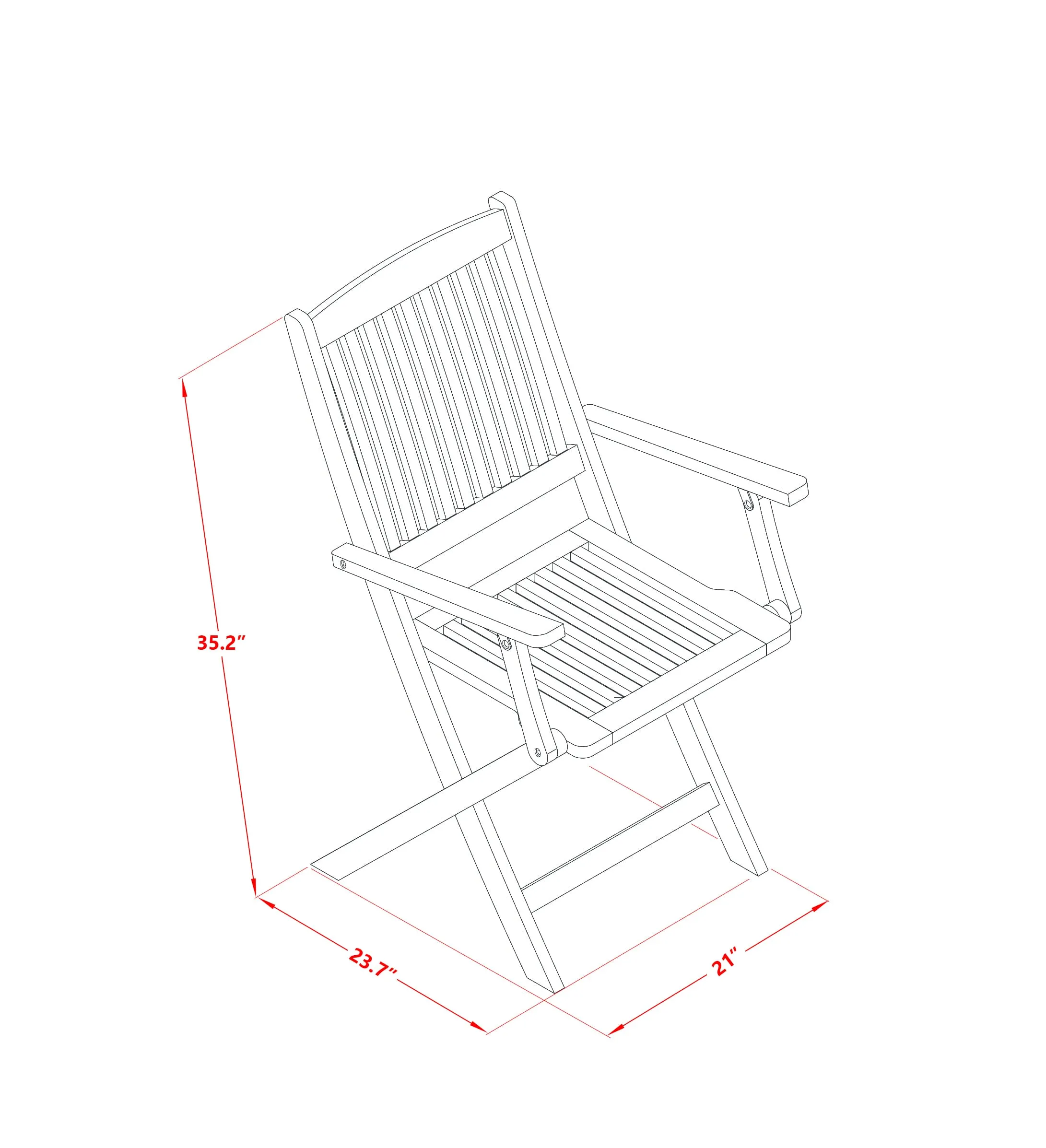 East West Furniture AECM7CANA 7 Piece Patio Bistro Dining Furniture Set Consist of a Rectangle Outdoor Acacia Wood Table and 6 Folding Arm Chairs, 36x60 Inch, Natural Oil