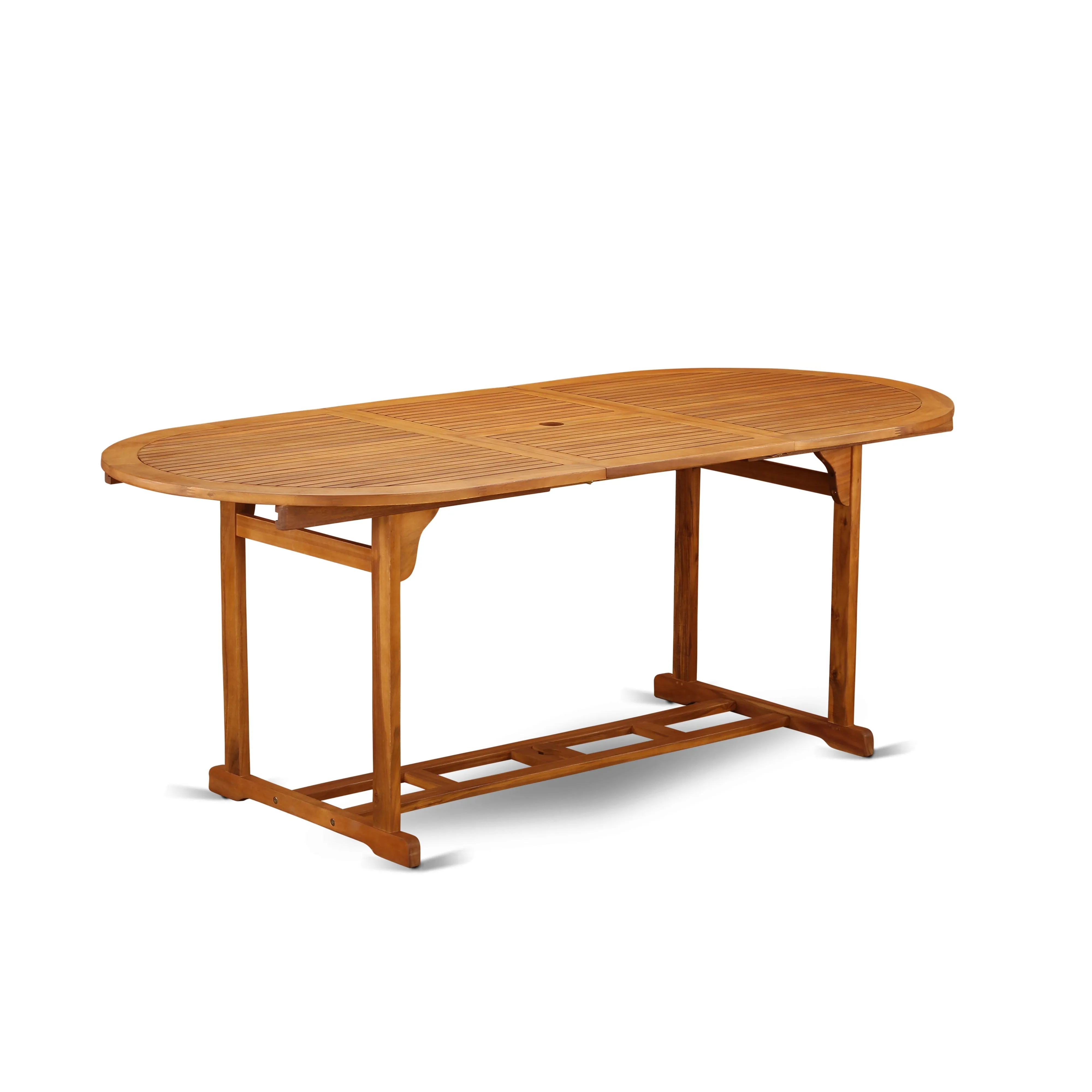 East West Furniture BSCM92CANA 9 Piece Patio Garden Table Set Includes an Oval Outdoor Acacia Wood Dining Table and 2 Folding Arm Chairs with 6 Side Chairs, 36x78 Inch, Natural Oil