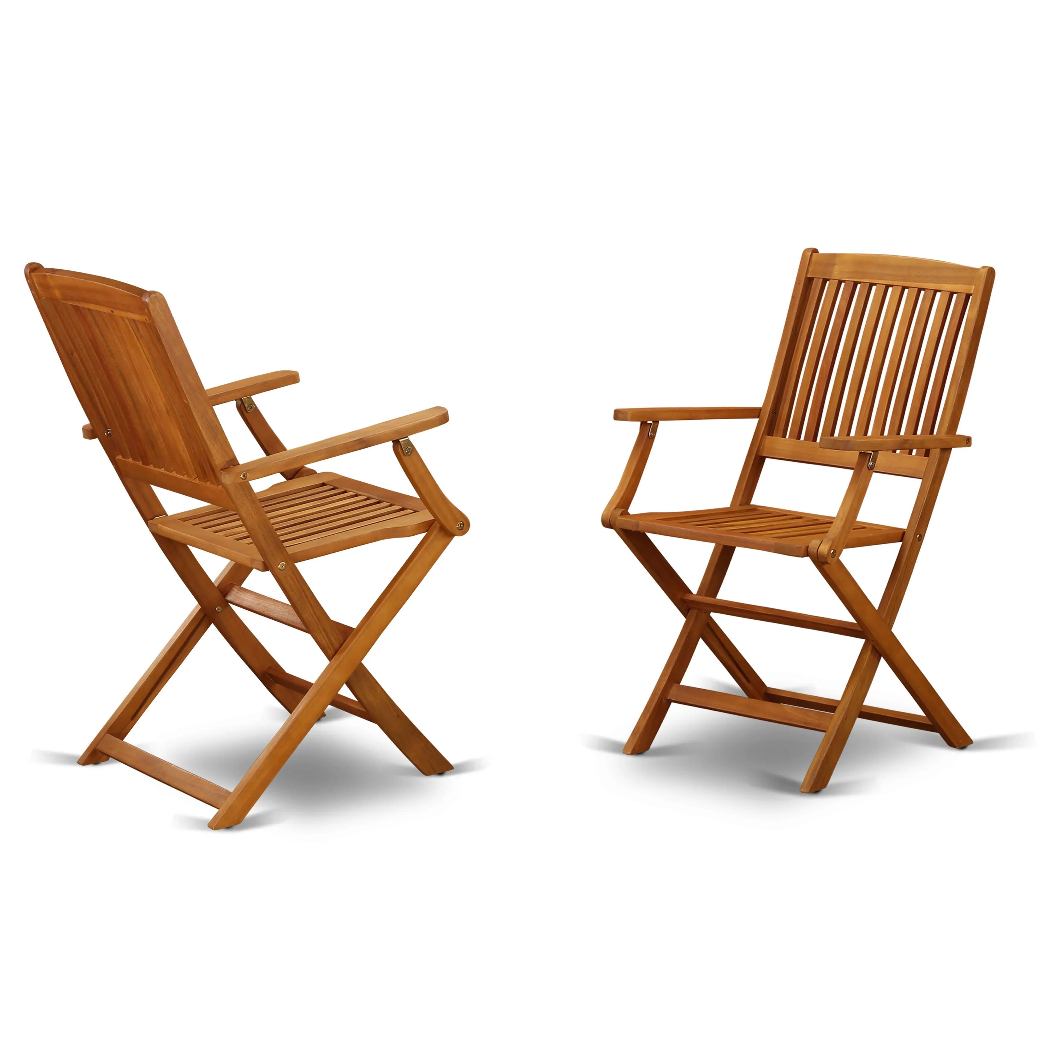 East West Furniture BSCM92CANA 9 Piece Patio Garden Table Set Includes an Oval Outdoor Acacia Wood Dining Table and 2 Folding Arm Chairs with 6 Side Chairs, 36x78 Inch, Natural Oil