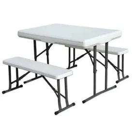 Folding Tbl W Bench Seats Wht