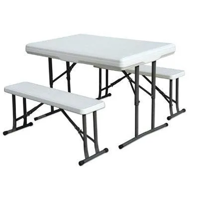 Folding Tbl W Bench Seats Wht