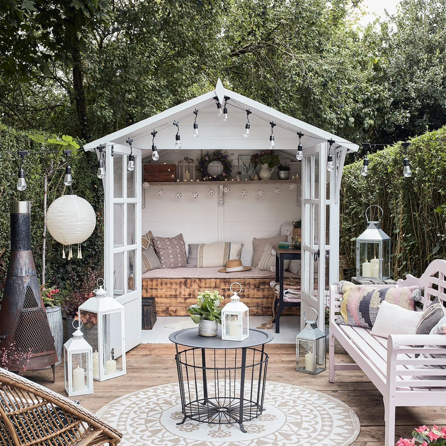 Hayle Large Metal Outdoor Lantern with TruGlow® Candle Trio