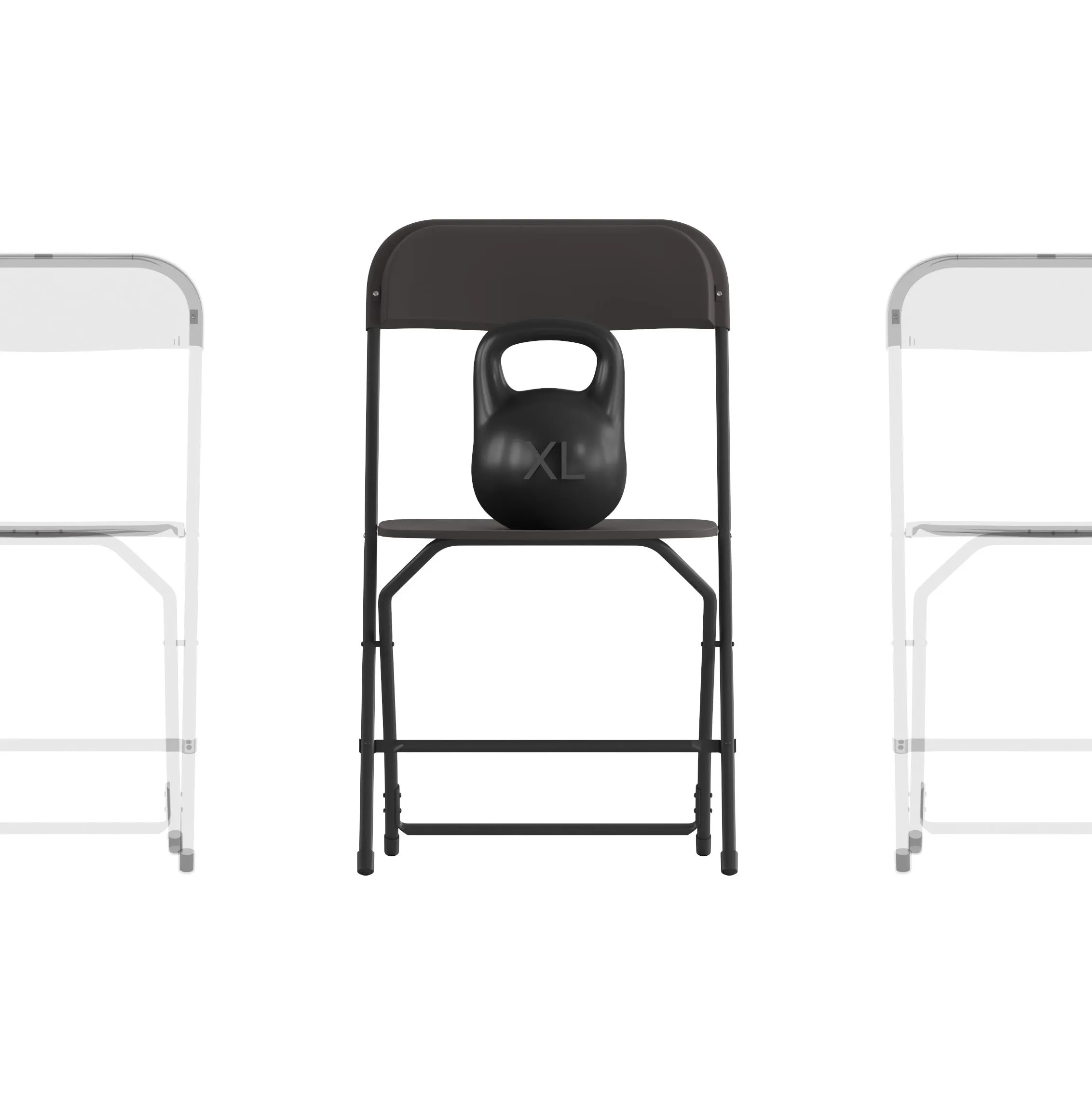 Hercules Big and Tall Commercial Folding Chair - Extra Wide 650LB. Capacity - Durable Plastic - Black, 4-Pack