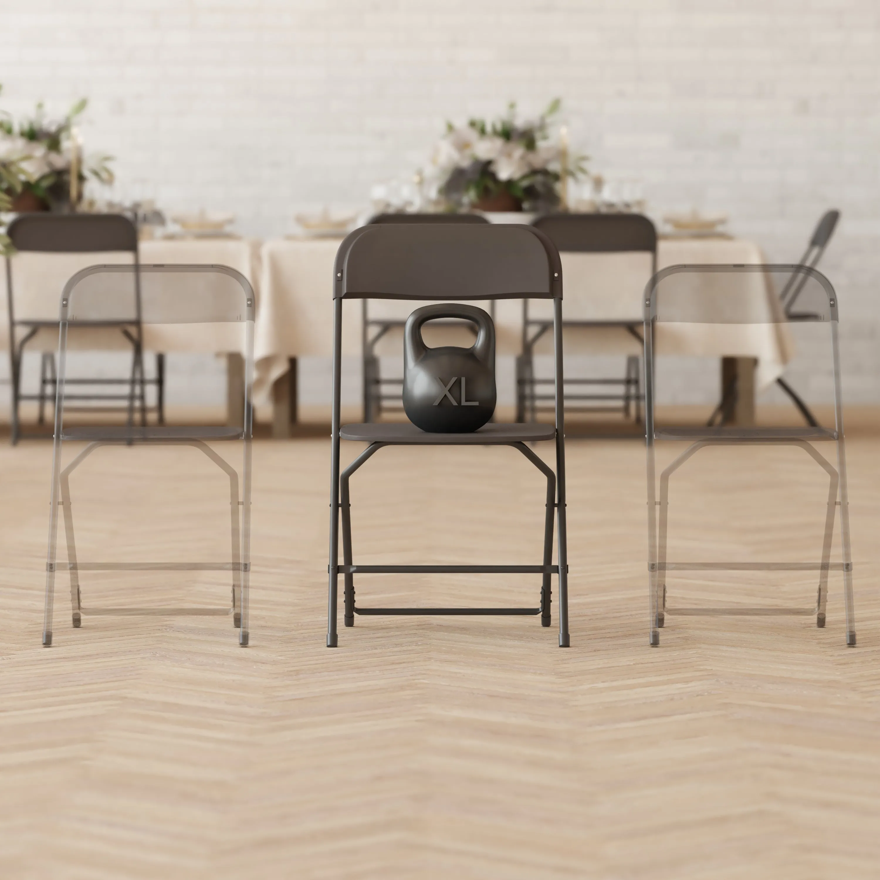 Hercules Big and Tall Commercial Folding Chair - Extra Wide 650LB. Capacity - Durable Plastic - Black, 4-Pack